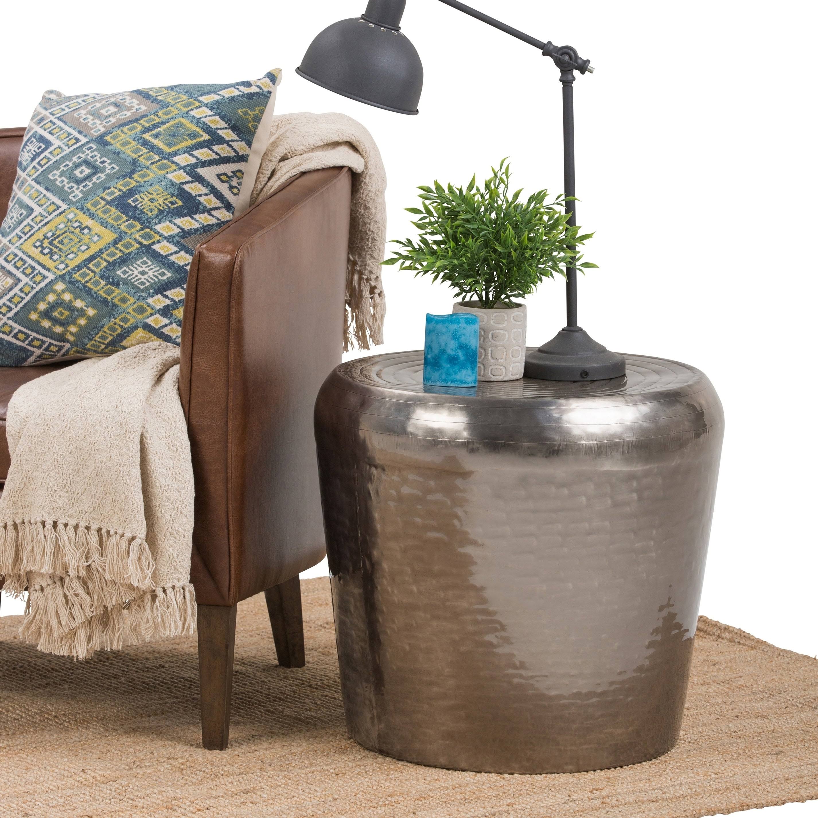 Wyndenhall Suzanne Metal Accent Table in Antique Silver