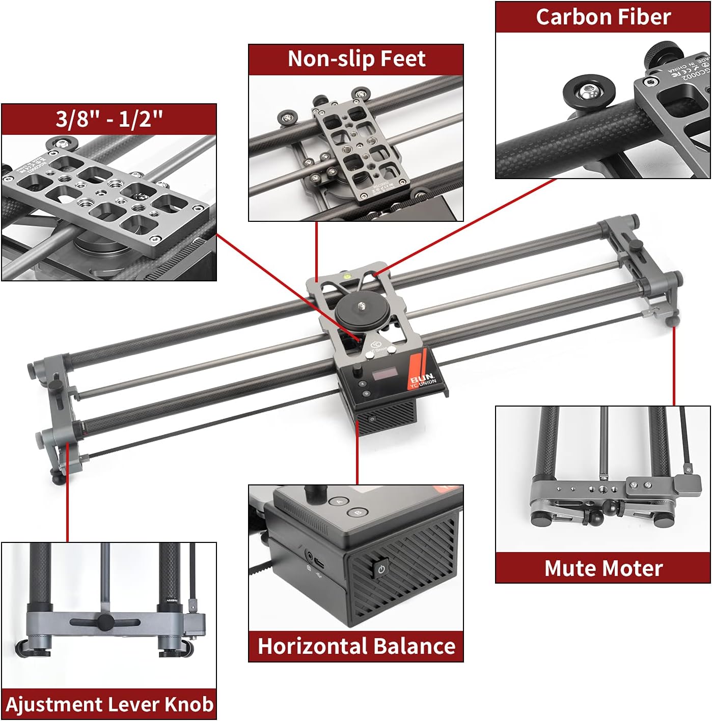 YC Onion Motorized Camera Slider 120cm/47''Camera Rail with APP Control Carbon Fiber,3-4 or 5 Axis Video Slider Dolly Track Motion Rail Compatible with Ronin S and RS2 Stabilizer and Zhiyun Stabilizer