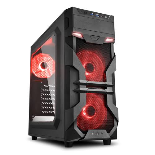 Sharkoon VG7-W Red Midi ATX Tower Black Hardware/Electronic