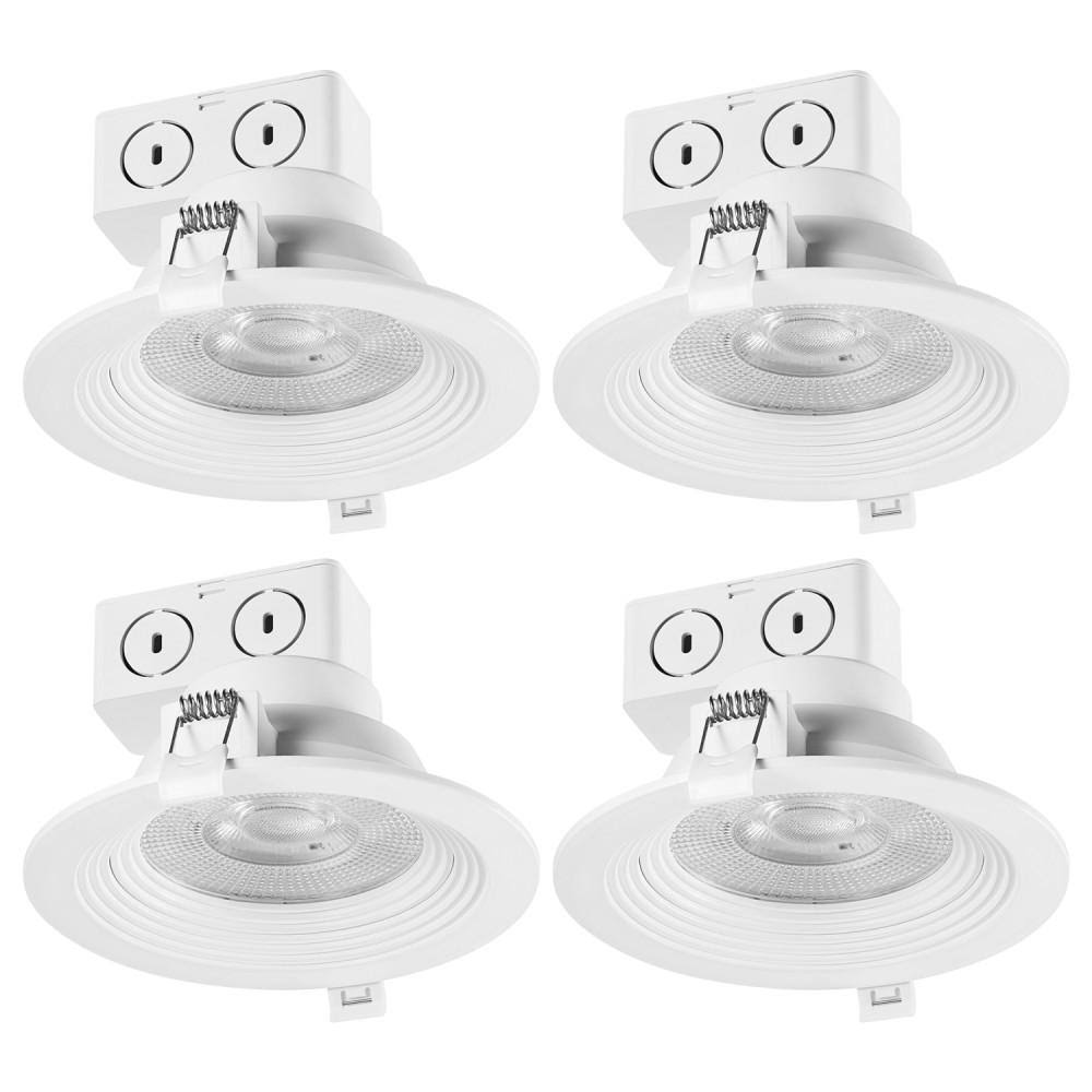 Globe Electric 5 in. 3000K New Construction/Remodel IC Rated White Integrated LED Recessed Lighting Kit (4-Pack) 91338