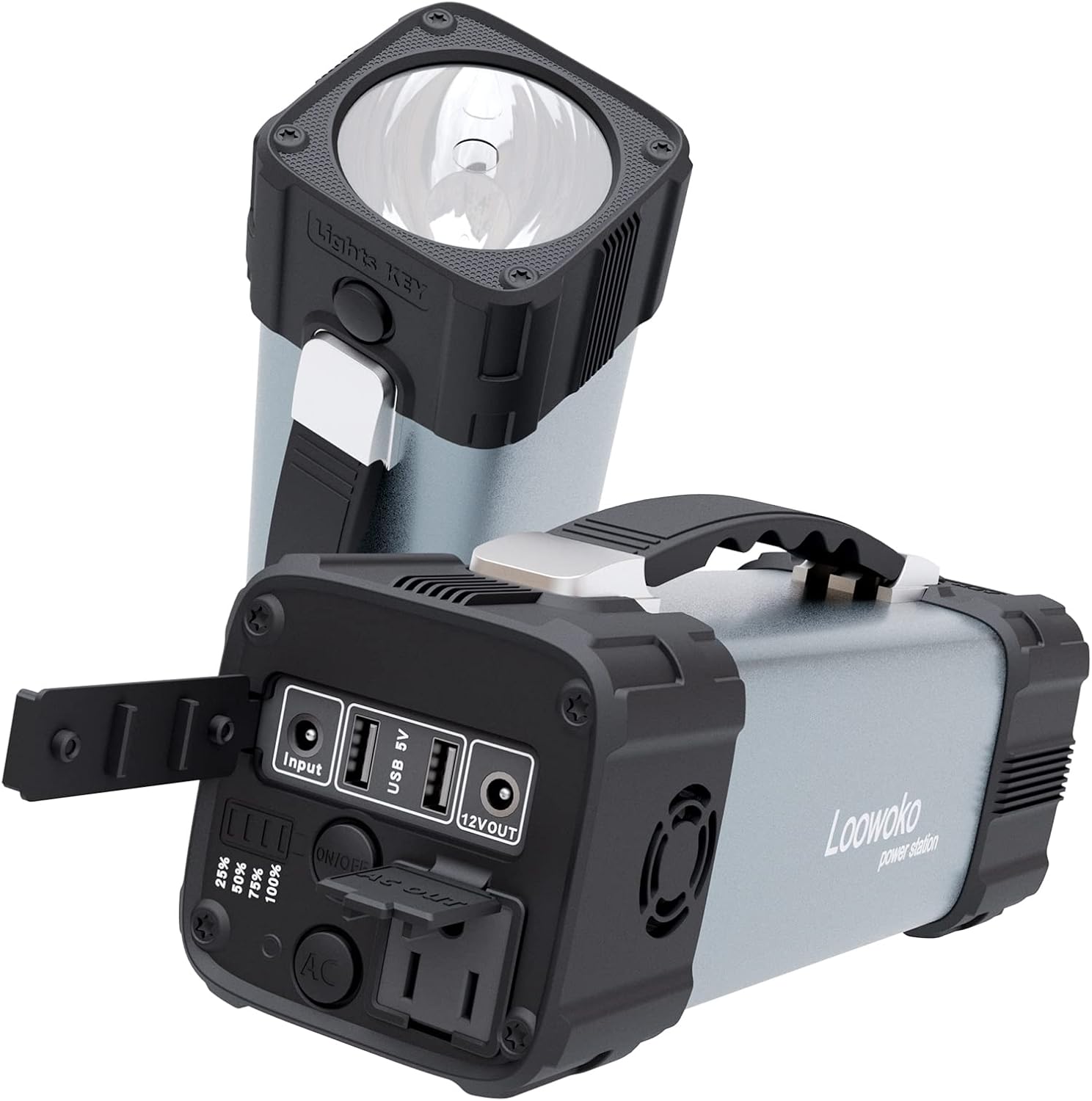 200W Portable Power Station,319.6Wh/86400mAh Solar Generator,NorBoss Rechargeable Portable Generator with 110VAC Outlets,8W LED Flashlight Battery Backup,12VDC Outputs and USB for Home Outdoor