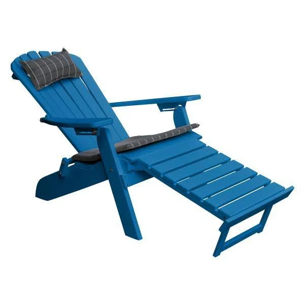 Poly Folding/Reclining Adirondack Chair with Pullout Ottoman Aruba Blue