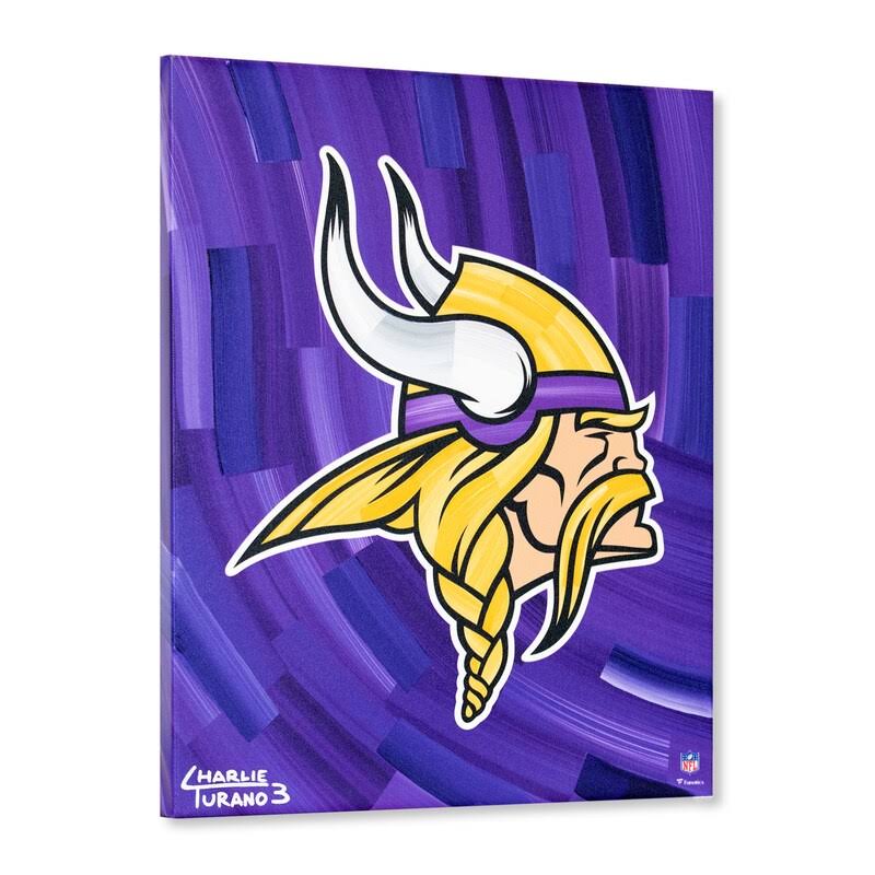 Fanatics Authentic Minnesota Vikings 16x22 x 20x22 Logo with Purple Abstract Background Gallery Wrapped Embellished Giclee