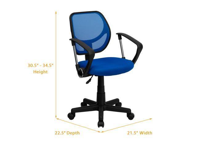 Blue Desk Chair - Aurora Petite Low Back Mesh Office Chair