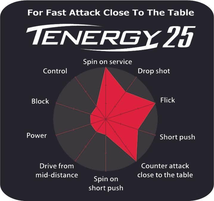 Butterfly Tenergy 25 Table Tennis Rubber Black / 2.1 mm