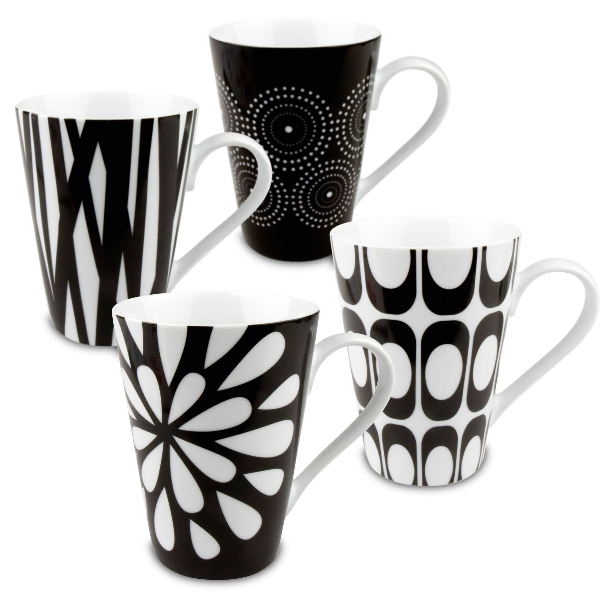 Konitz Assorted Mugs Black/White Set of 4