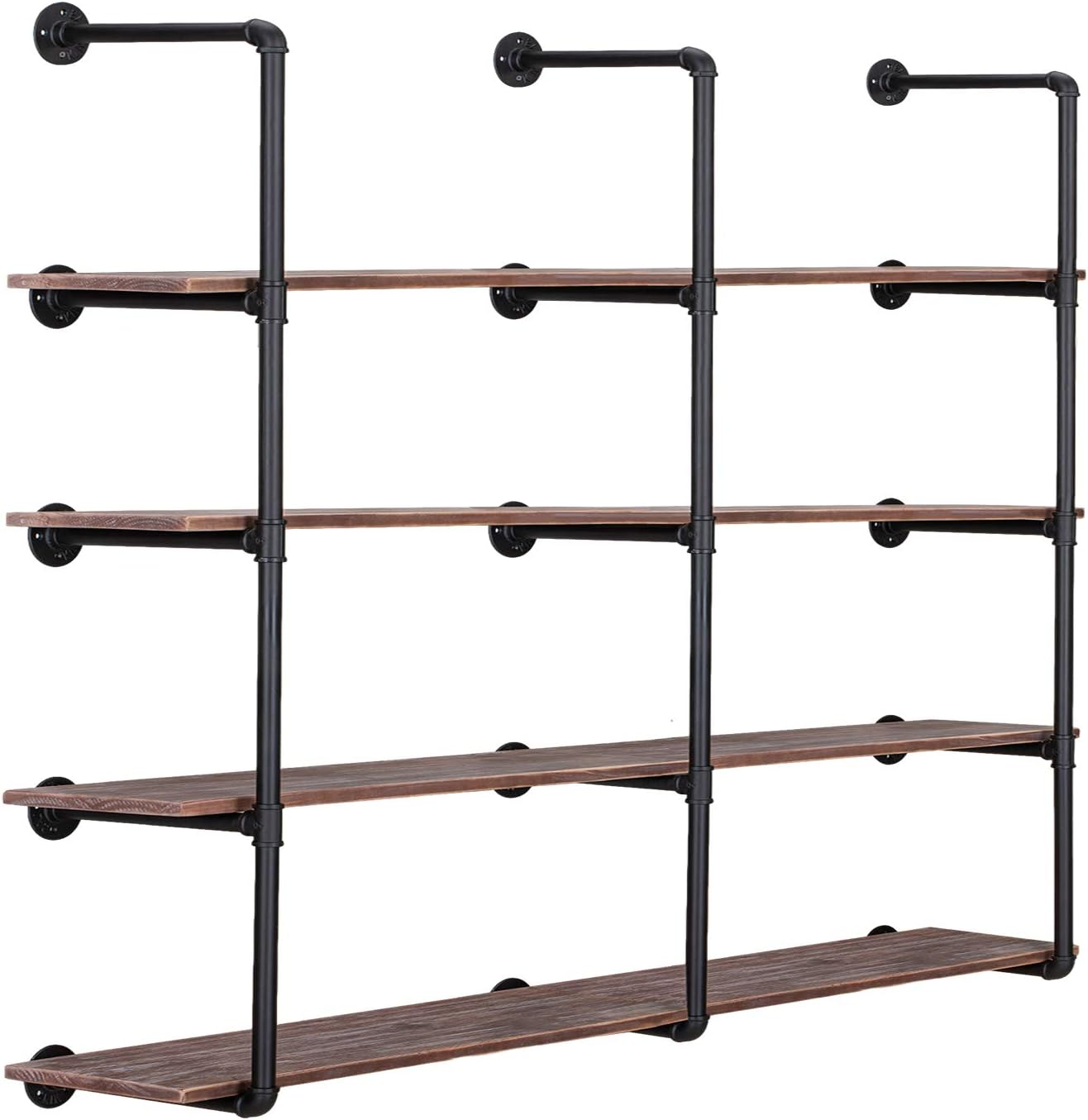 Wall Mounted Industrial Pipe Shelf Bathroom Shelves (3Pack- 5 Tier)