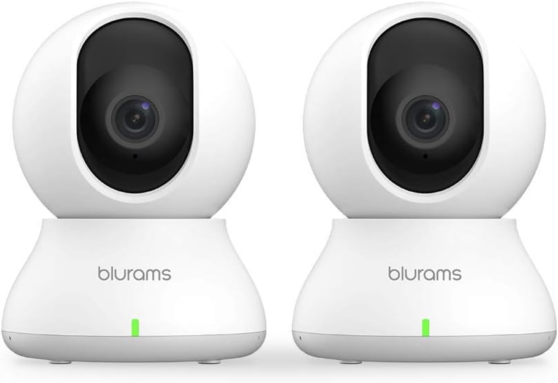 blurams 2K Security Camera PTZ Indoor 2pc, WiFi Baby Monitor Pet/Nanny Camera w/2-Way Audio | Motion Tracking | IR Night Vision | Cloud&Local Storage Pack of 2