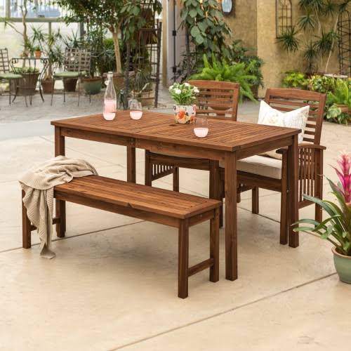 Manor Park Acacia Wood Simple 4 Piece Patio Dining Set, Brown