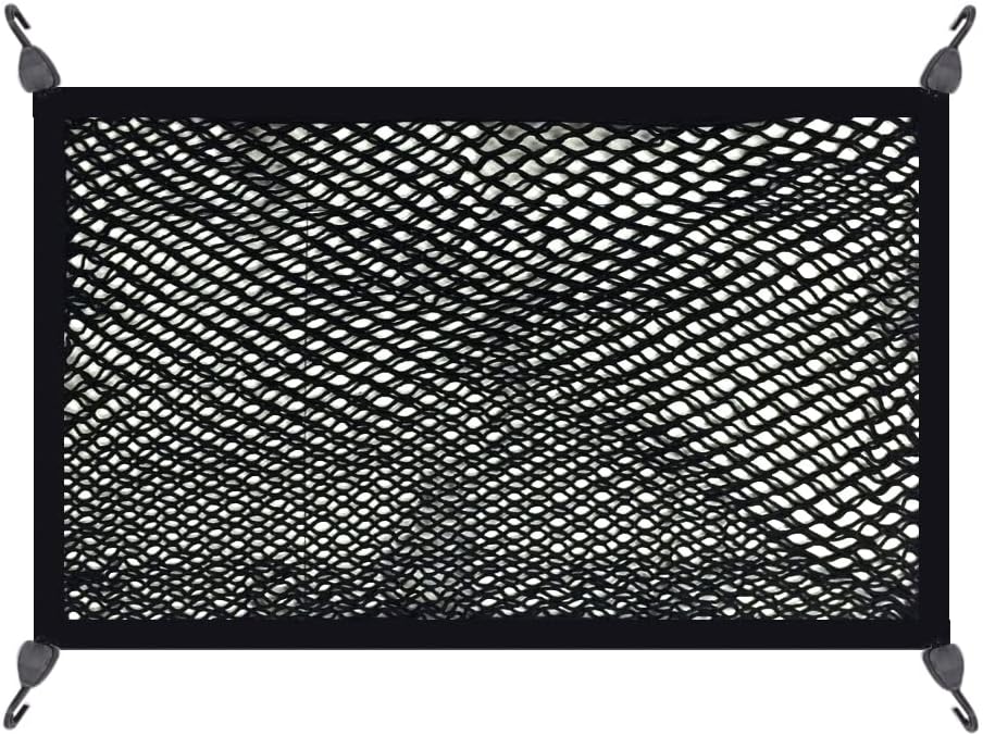 Premium Quality Adjustable Elastic Cargo Net Universal Stretchable Truck Net with Hooks,Storage Bag for Car, SUV, Truck, Pickup Trucks&nbsp;Black 32x24in