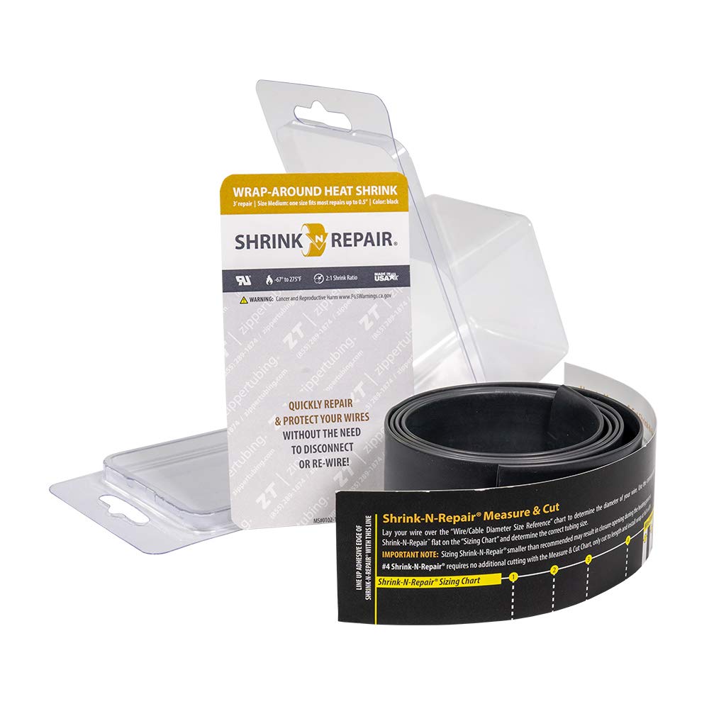 Shrink-N-Repair (M) - Wrap Around Heat Shrink (Black) for Medium Wire Diameters up to 0.5