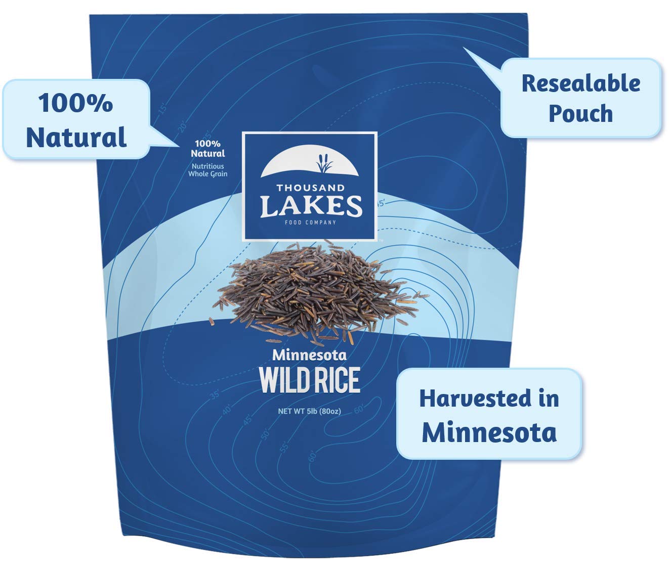 Thousand Lakes Minnesota Grown Wild Rice - Bulk - 5 pounds | 100% All Natural Pack of 2