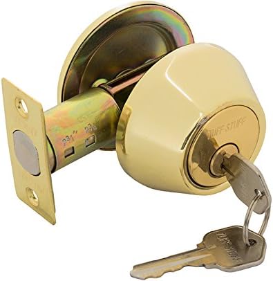 Lock Star Single Cylinder Deadbolt, Polished Brass Heavy Duty US3 .Backset Adj (Polished Brass)