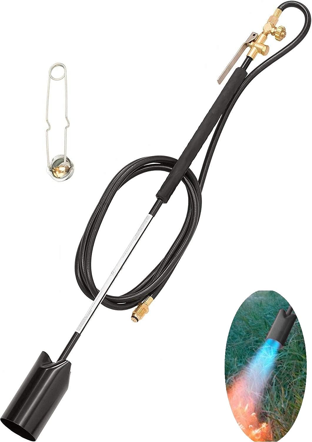 PAVEMADE Propane Torch Weed Burner, 500,000 BTU Heavy Duty Flame Thrower, Black, High Output Blow Torch, Hose Sparker Included, Outdoor Garden, Trigger Start, Patio Dragon, Gas Tank Not Included