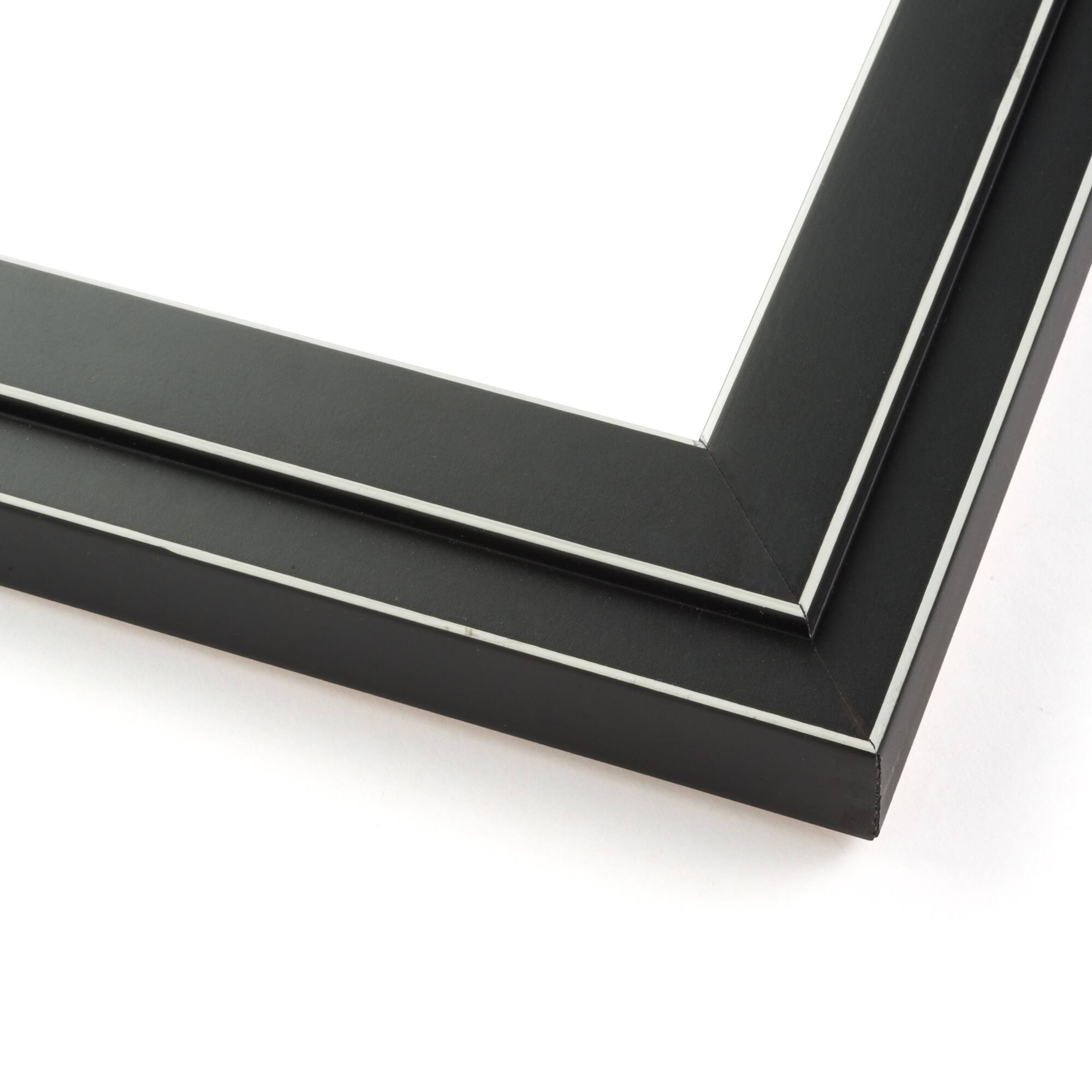 CustomPictureFrames 22x26 - 22 x 26 Black and Silver Pinstripe Solid Wood Frame with UV Framer&s Acrylic u0026 Foam Board Backin