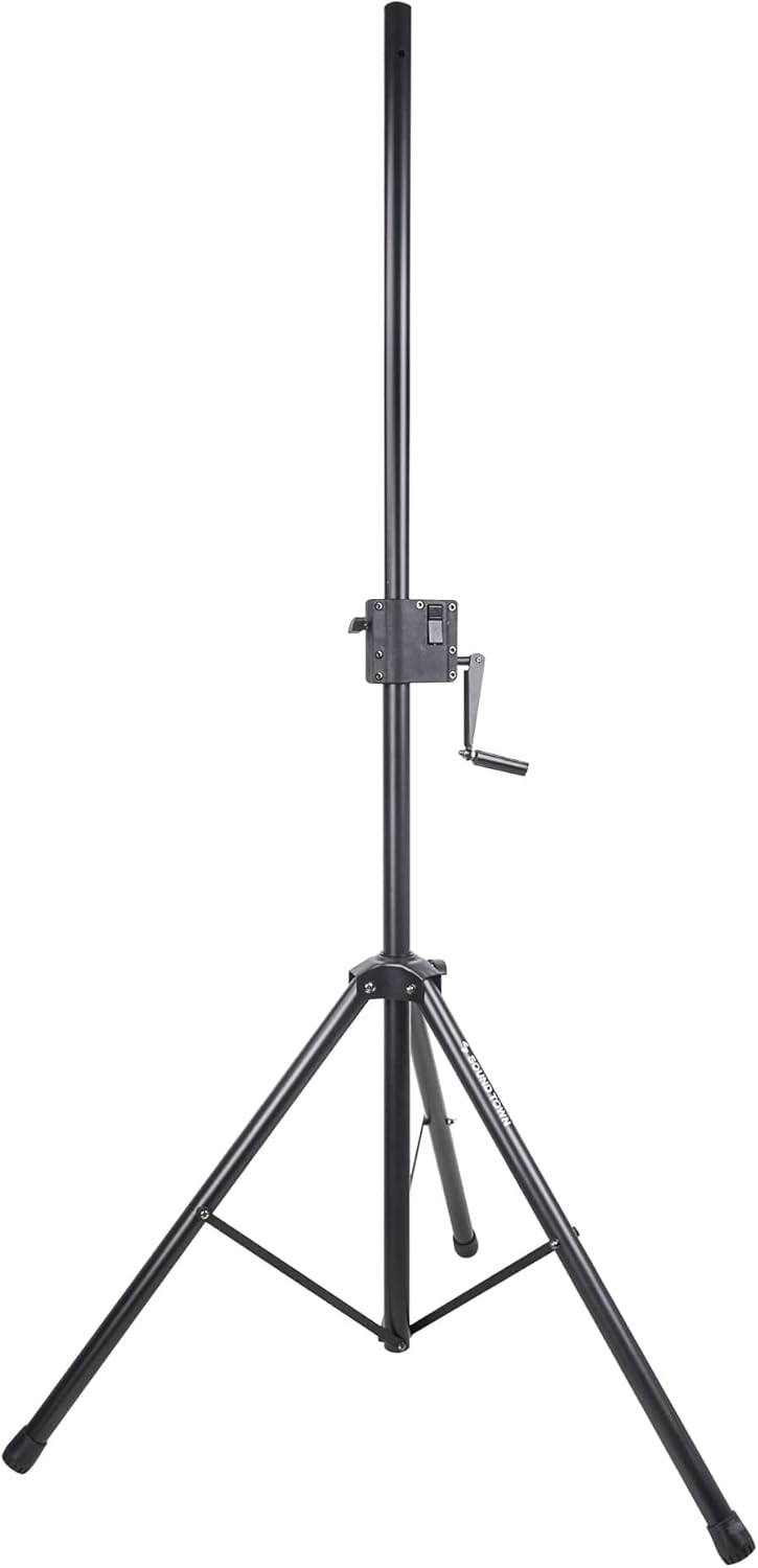 Sound Town 2-Pack Crank-Up Tripod Speaker Stands, with Carry Bags, Pole-Mount Adapter Brackets, Black (STSDA-78CU-PAIR)