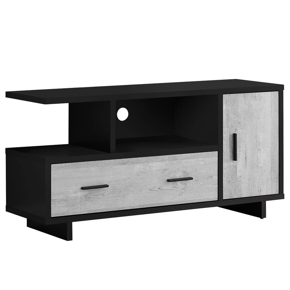 Monarch Specialties 47 in. Black Particle Board TV Stand with 1-Drawer Fits TVs Up to 47 in. with Storage Doors