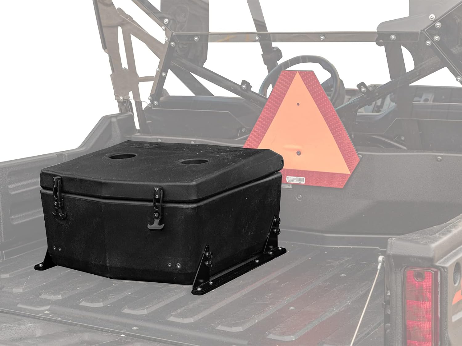 SuperATV Insulated Heavy-Duty UTV Storage Cargo Cooler Box compatible with a Honda Pioneer 1000 / 1000 Deluxe / 1000 Limited (2016+) | Sealed Lid, Drain Plug, and Dual Cup Holders | 30-Liter Capacity!