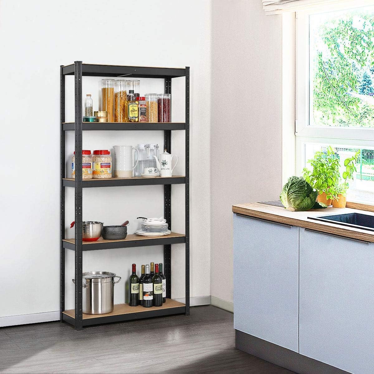 Yaheetech 5-Tier Storage Shelves, Heavy Duty Shelving Unit Metal Storage Rack for Kitchen, Laundry Garage, Pack of 2