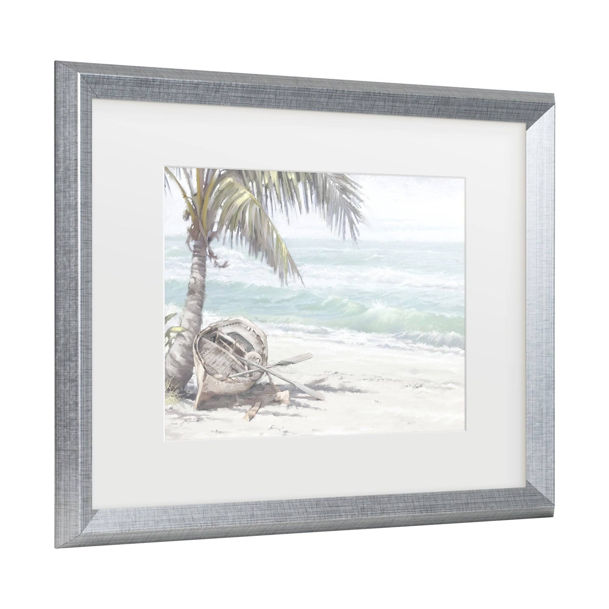 Trademark Art Boat on Beach& Matted Framed Art