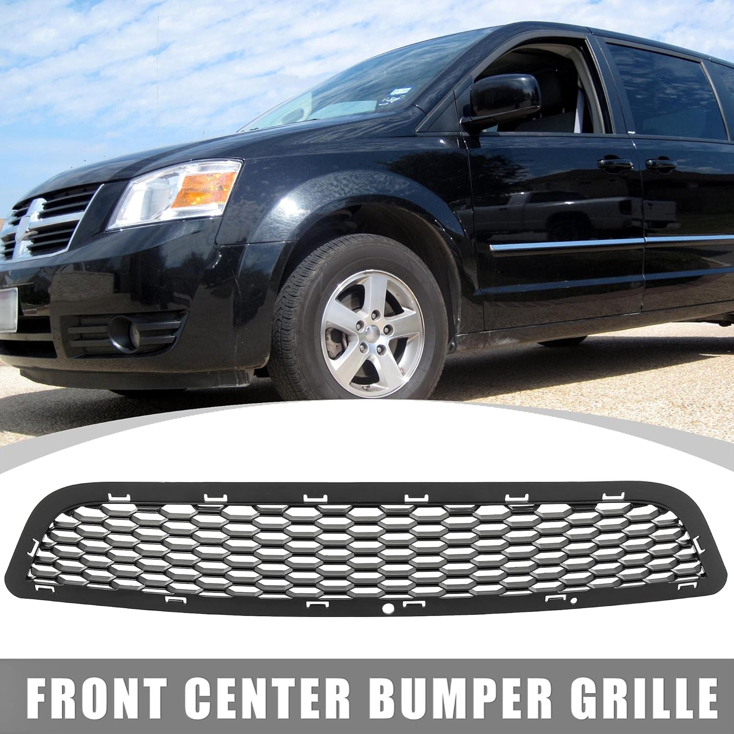 X AUTOHAUX Car Front Center Bumper Grille 55000808AC Plastic Black for Dodge Journey 2011-2020