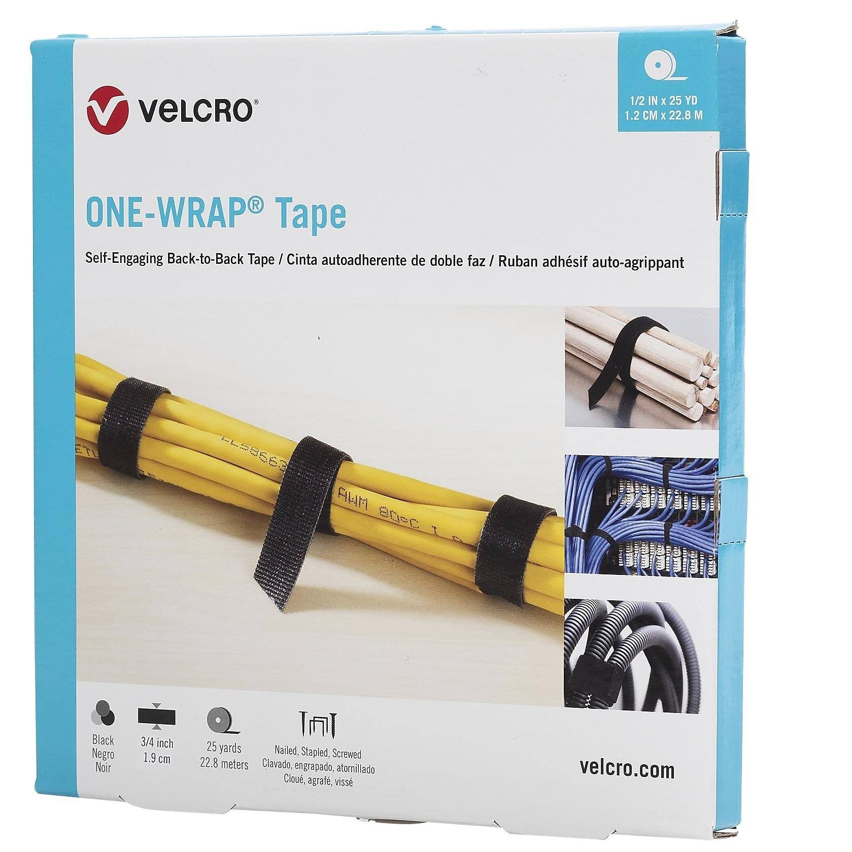 Velcro ONE-WRAP Hook u0026 Loop Nylon Cable Tape, 900 inch, Black (hlvel340b)