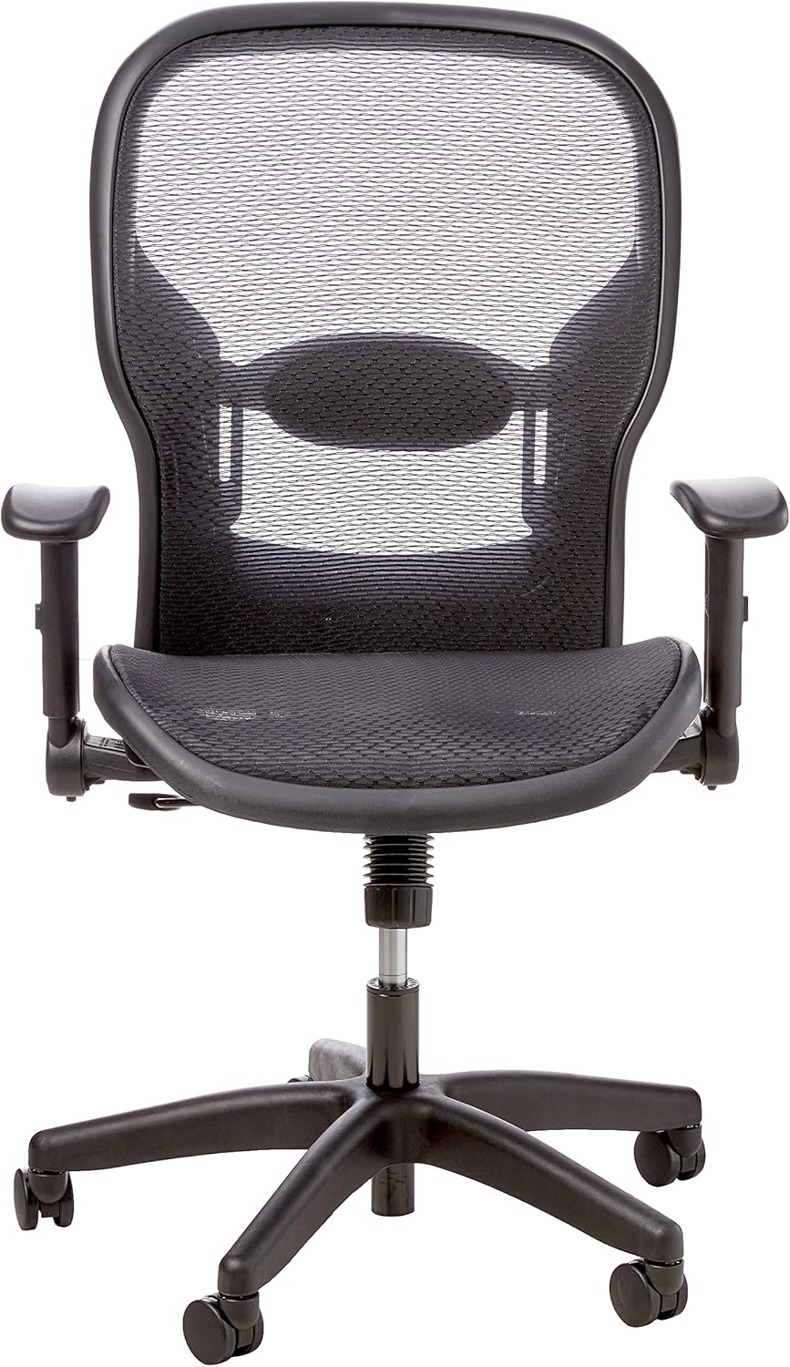 Space Seating Air Grid Back and Seat Managers Chair with Adjustable Flip Arms, and Adjustable Lumbar Support with Nylon Base, Black