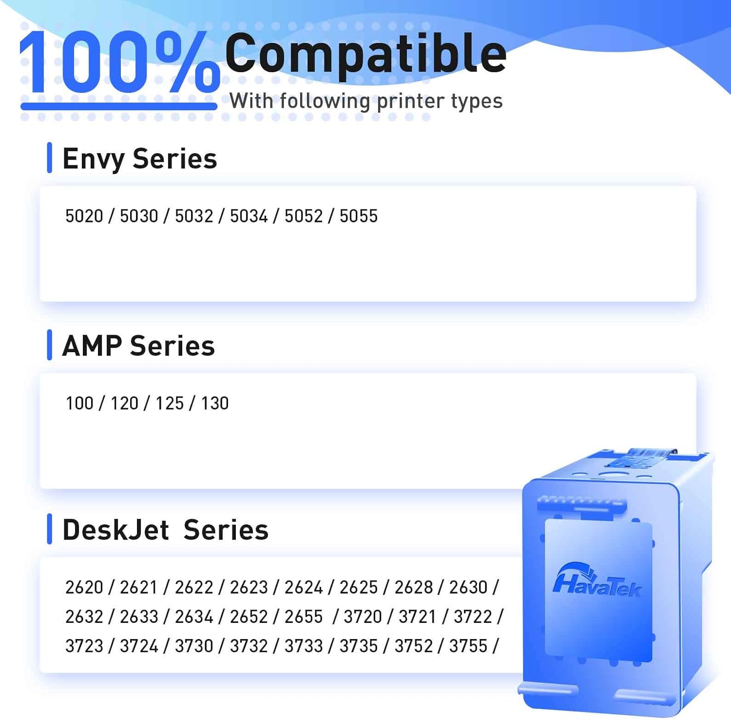 HavaTek Remanufactured 65 Ink Cartridge Replacement for HP 65XL 65 XL Fit for HP Envy 5055 5052 5000 5058 5012 DeskJet 2600 2622 2652 3722 3755 3752 2655 3720 2640 3723 AMP 120 100 Printer (2 Color) Pack of 2