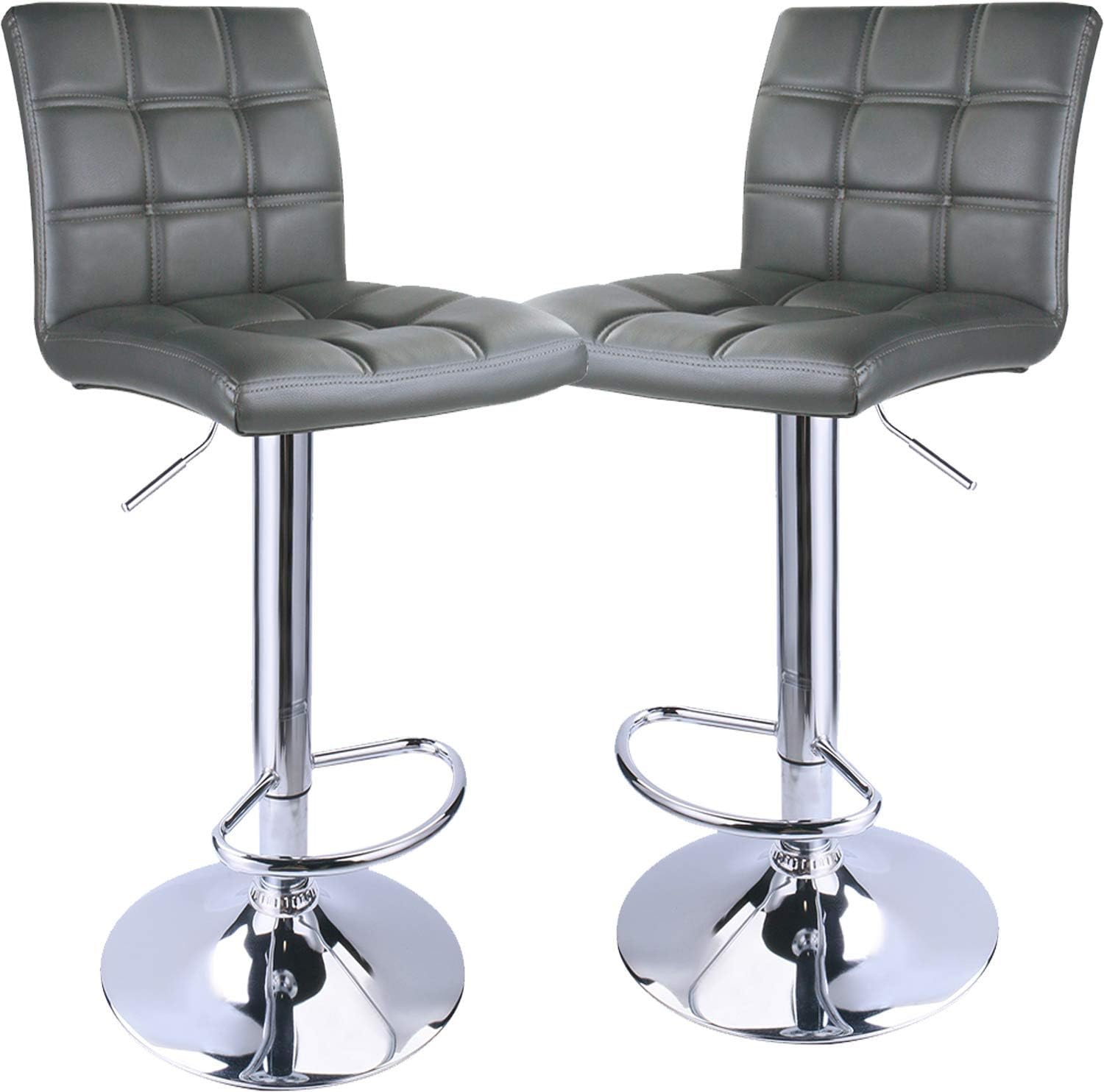 Leader Modern Square Back Bar Stools, Adjustable Swivel Bar Stool Set of 2, Bar Chair with Back (Black)