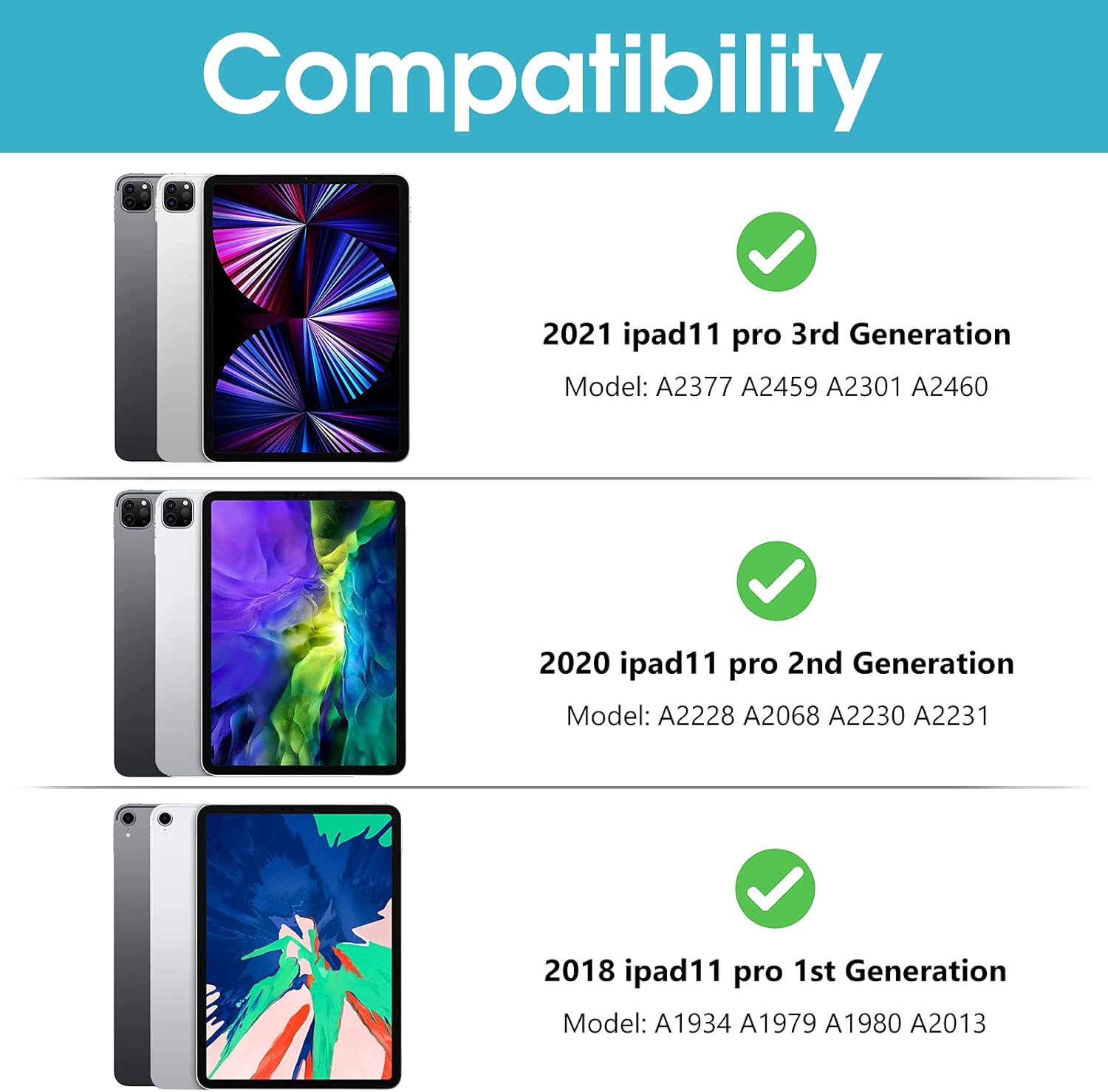 ProCase iPad Pro 11 Keyboard Case 2021 2020 2018, Slim Shell Lightweight Cover with Magnetically Detachable Wireless Keyboard and Pencil Holder for iPad Pro 11 Inch 3rd Gen / 2nd Gen / 1st Gen -Black