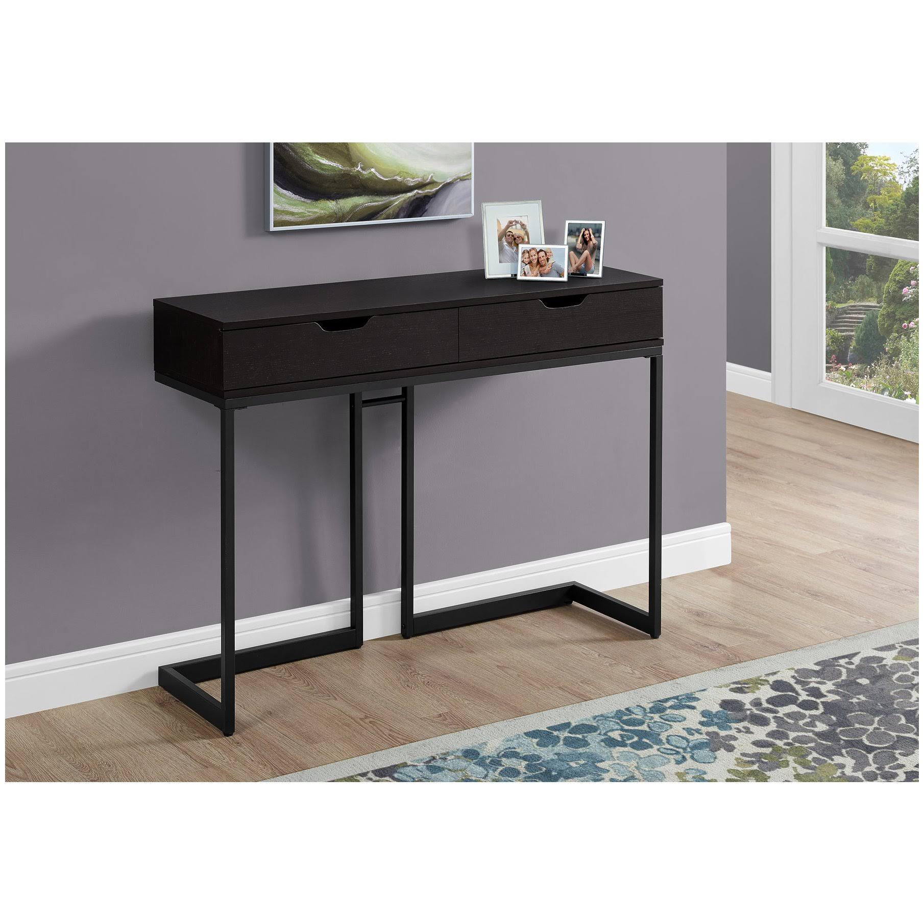 Monarch Accent Table - 42x22L / Cappuccino / Black Hall Console