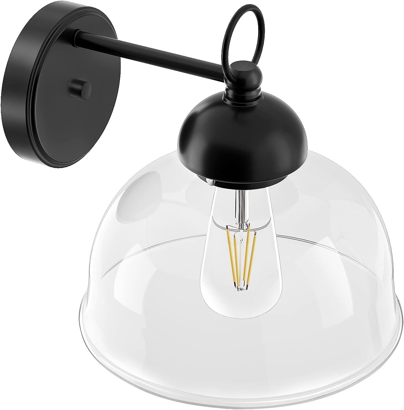 LityMax Modern Wall Sconce Lighting, Bathroom Vanity Light Fixtures, Wall Mount Light with Clear Glass Shade, Black Wall Lamp for Living Room, Bedroom, Bathroom, Hallway, Kitchen (Bulb Included)