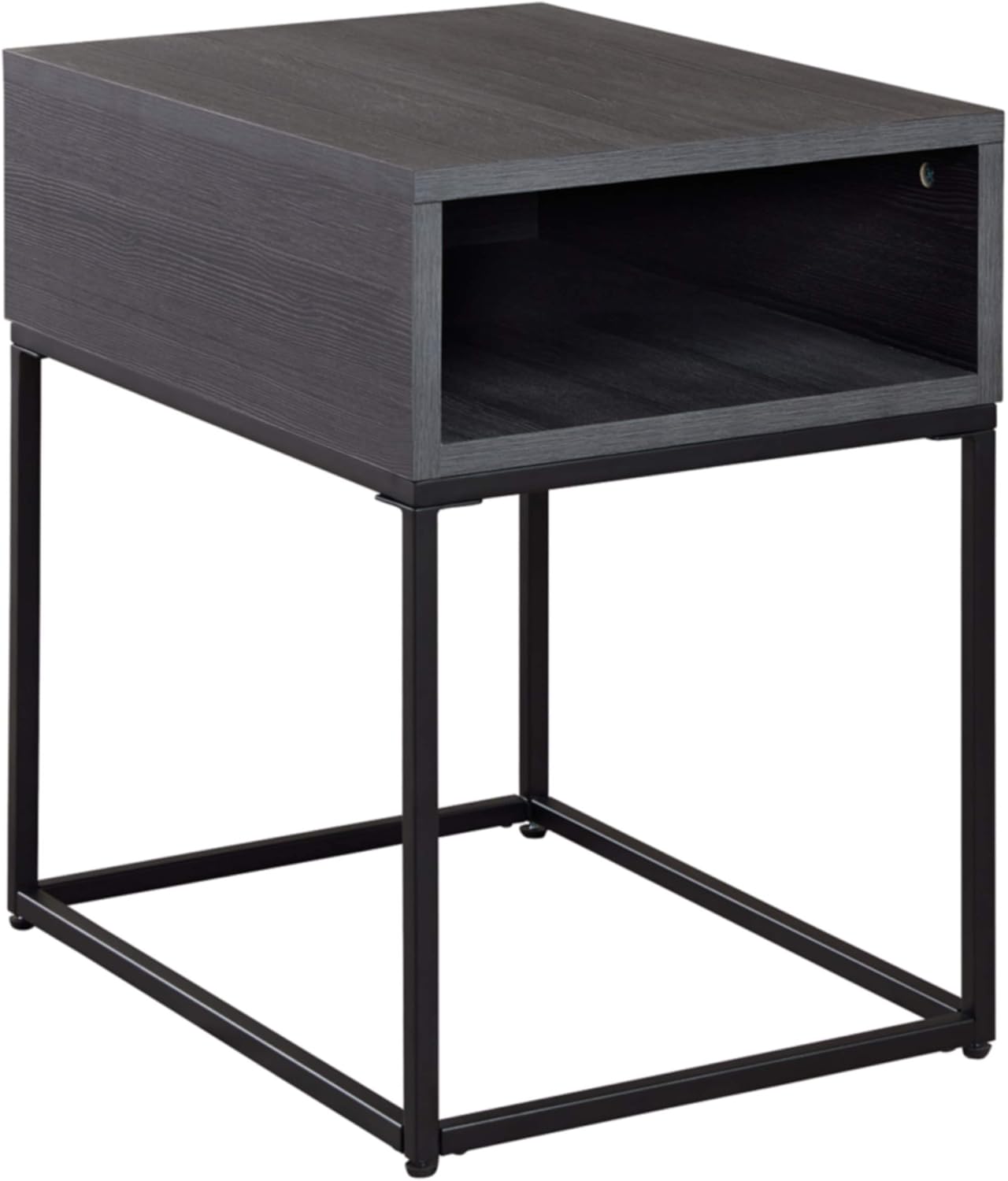 Signature Design by Ashley Yarlow Contemporary Rectangular End Table with Storage Cubby, Black