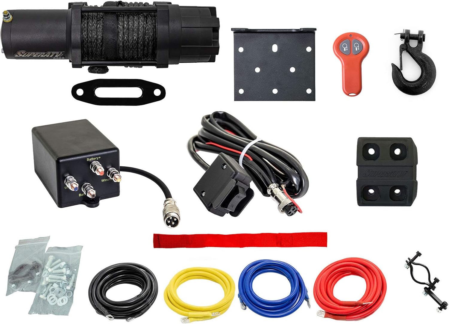 SuperATV Winch Mounting Plate for 2011-2014 Polaris RZR XP 900 | 2012-2014 RZR XP 4 900 | For use with 4500 LB Winches | Made with Steel Plating Pack of 2