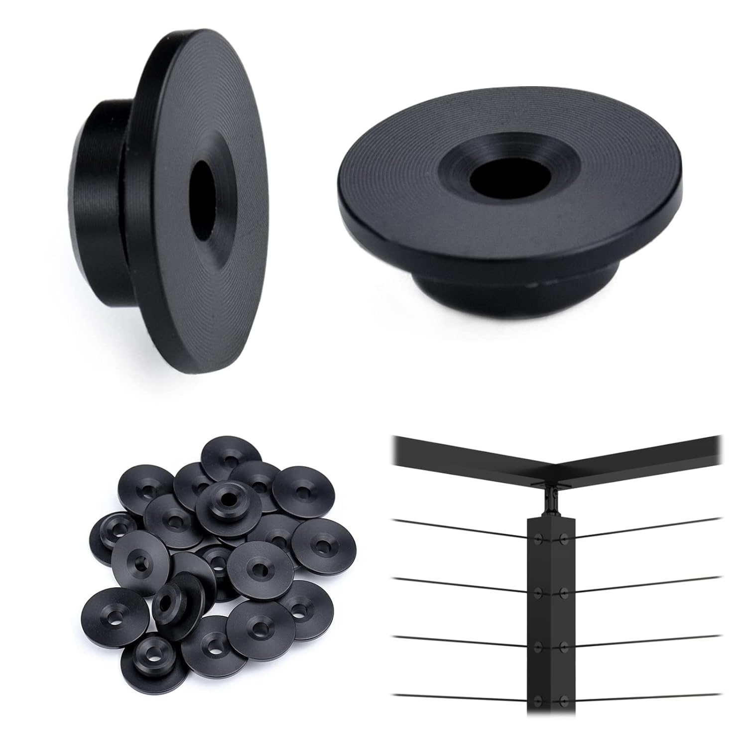 Muzata 20Pack Black Cable Railing Kit 1/8