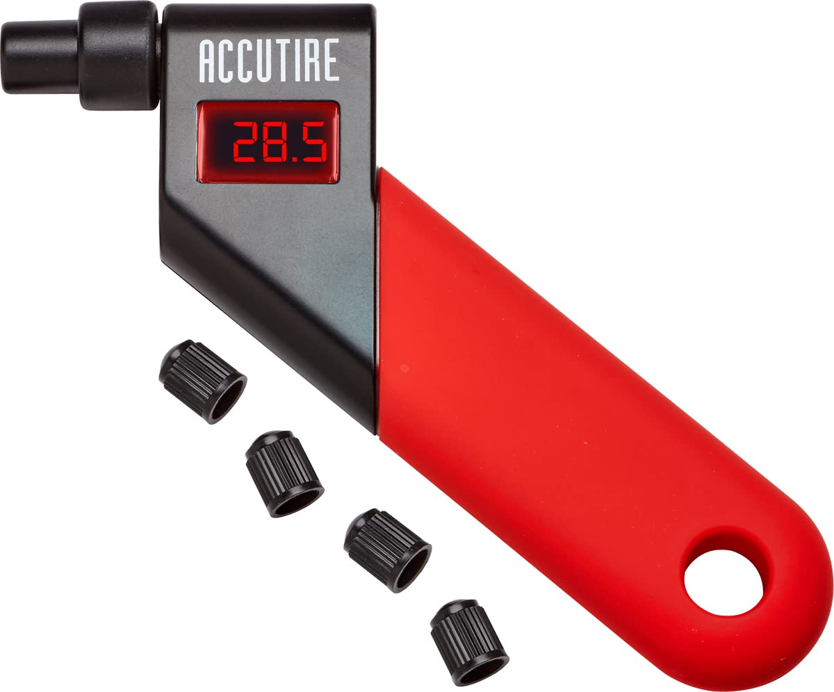 Accutire MS-4021R Digital Tire Pressure Gauge with 4 Valve Caps