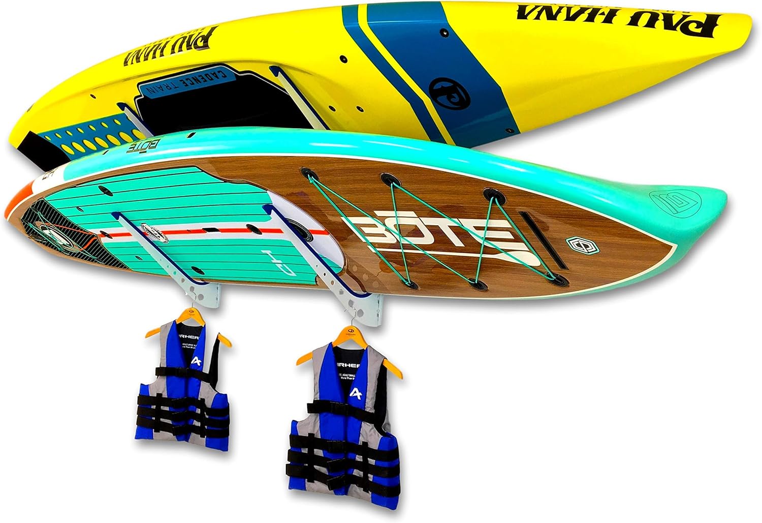 StoreYourBoard 2 SUP Wall Storage Rack, Adjustable Metal Paddleboard Home and Garage Organizer, Best Hanger Mount