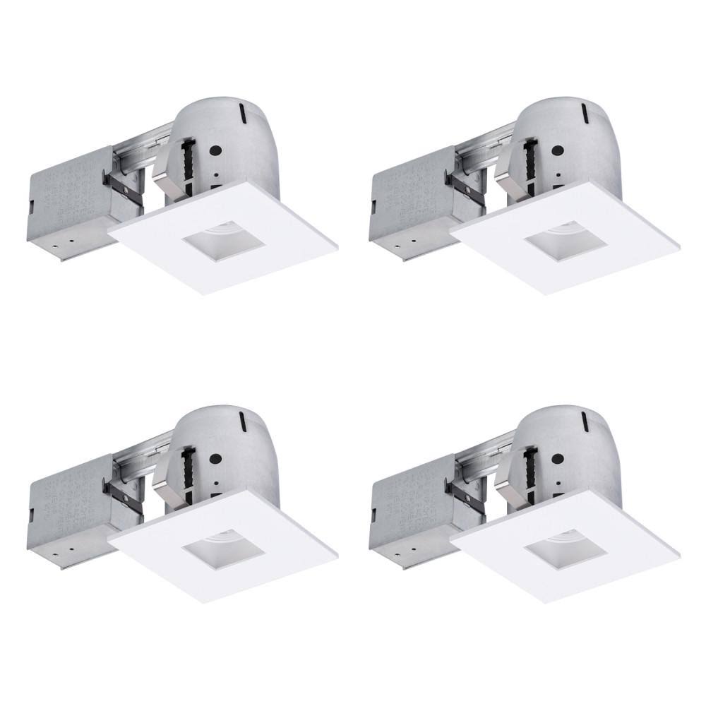 Globe Electric 4 in. Swivel Square Recessed Kit Die-Cast Dimmable (4-Pack) 90949