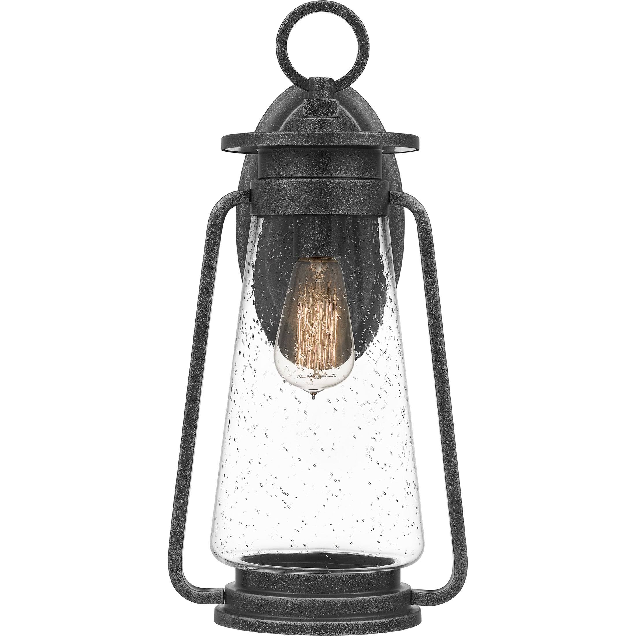 Quoizel Sutton 1-Light Speckled Black Outdoor Wall Lantern | SUT8409SPB