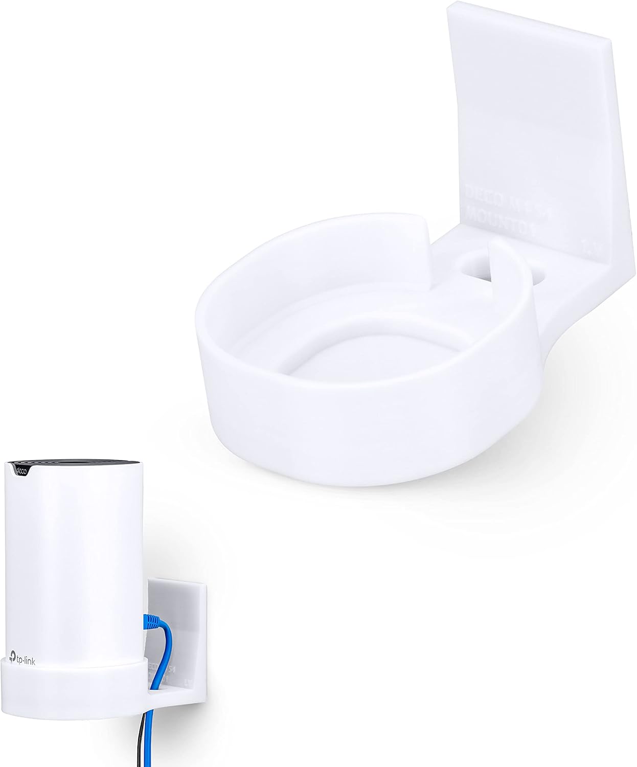 Adhesive Deco M4 & S4 Wall Mount Holder for TP Link WiFi Mesh, Strong VHB Tape Bracket, No Screws, Drilling & No Tools Needed, Easy to Install, White by Brainwavz (Single)