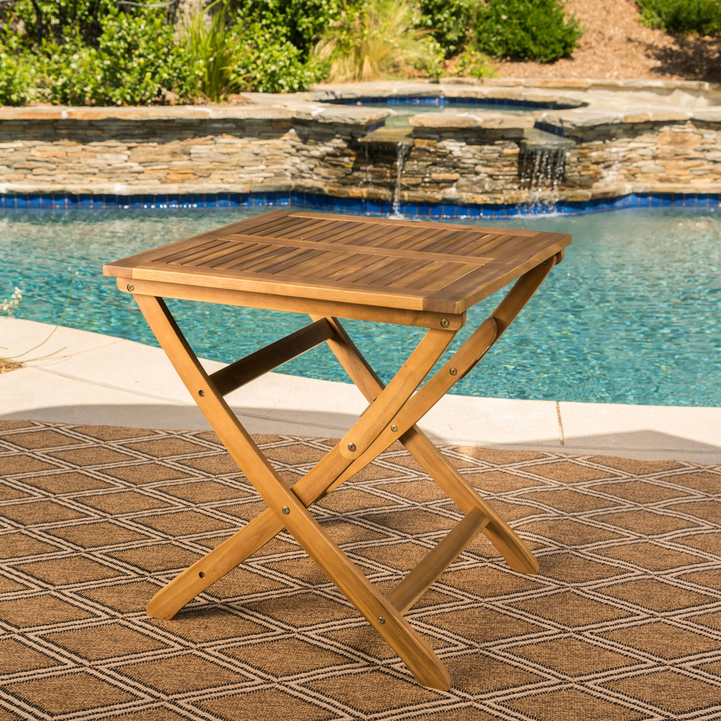 Christopher Knight Home Positano Outdoor Foldable Acacia Wood Side Table by, Brown