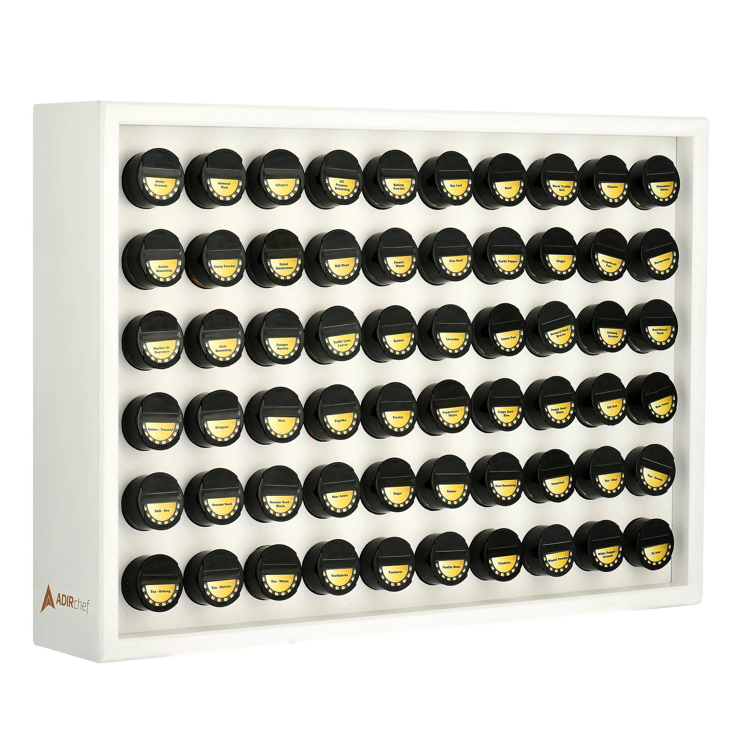 AdirChef White Wood 60 Jar Spice Rack with Jars