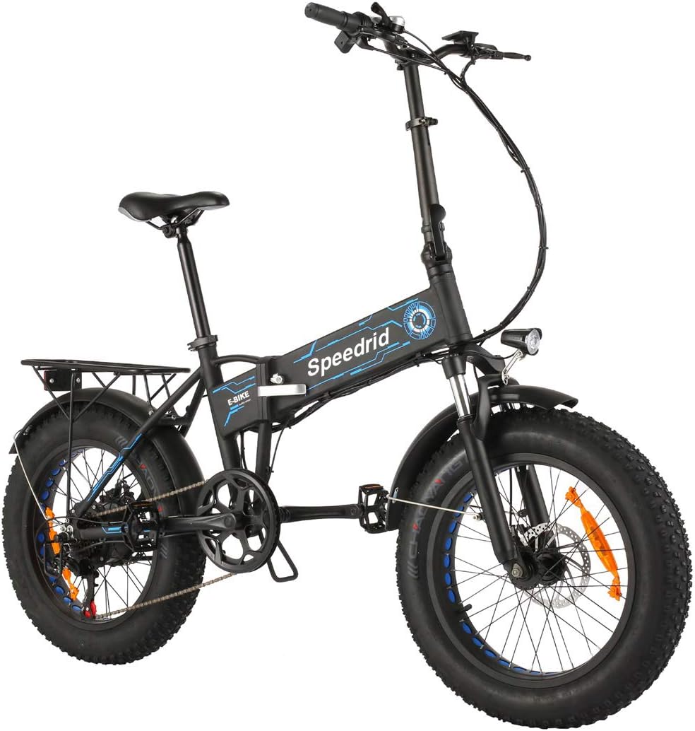 20'' 4.0 Fat Tire Electric Bikes, Speedrid Fat Ebikes for Adults, E Bike Electric Folding Bikes, 500w/36v/12.5Ah Electric City/Beach/Snow Bikes with LCD Smart Meter