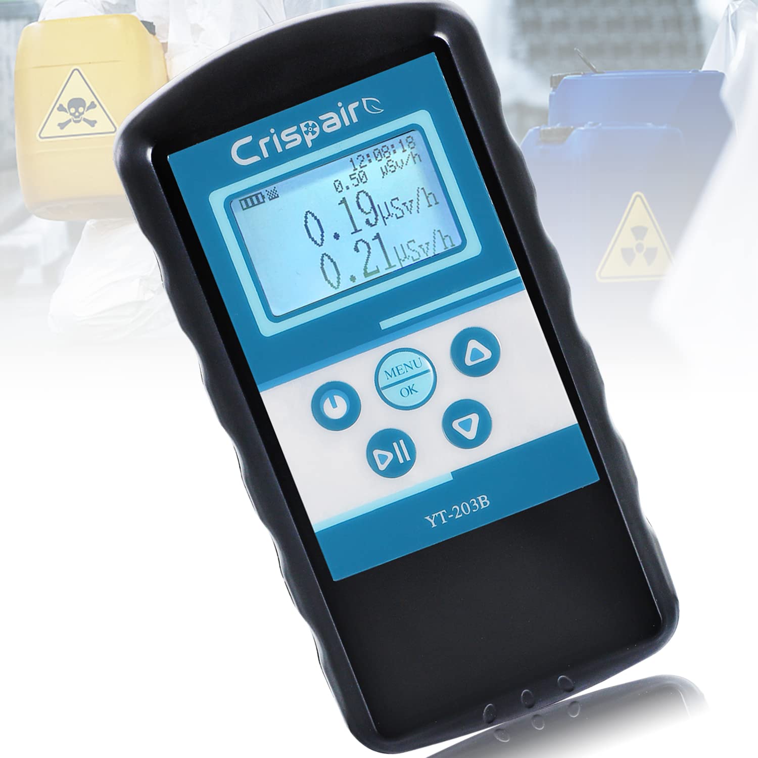 Crispaire Nuclear Radiation Detector Geiger Counter Dosage Alarm Device Dosimeter Monitor Portable Digital Meter High Sensitivity (Classic Black Version)