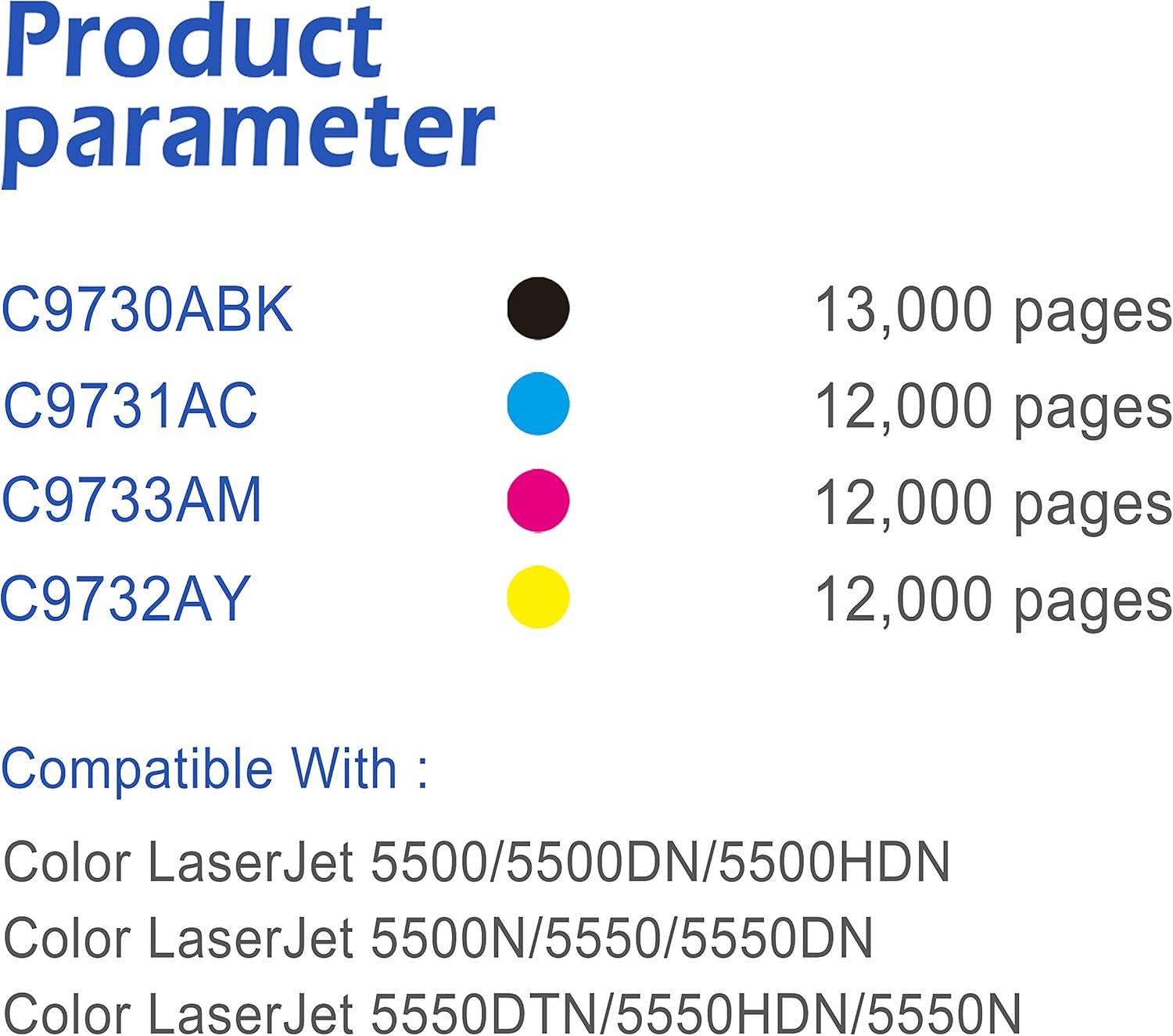 EASYPRINT Compatible 645A C9730A C9731A C9732A C9733A Toner Cartridge Used for HP 5500N 5500DN 5500DTN 5550N 5550DN, (2 BK/ 1 C/ 1 M/ 1 Y, 5 Pack)
