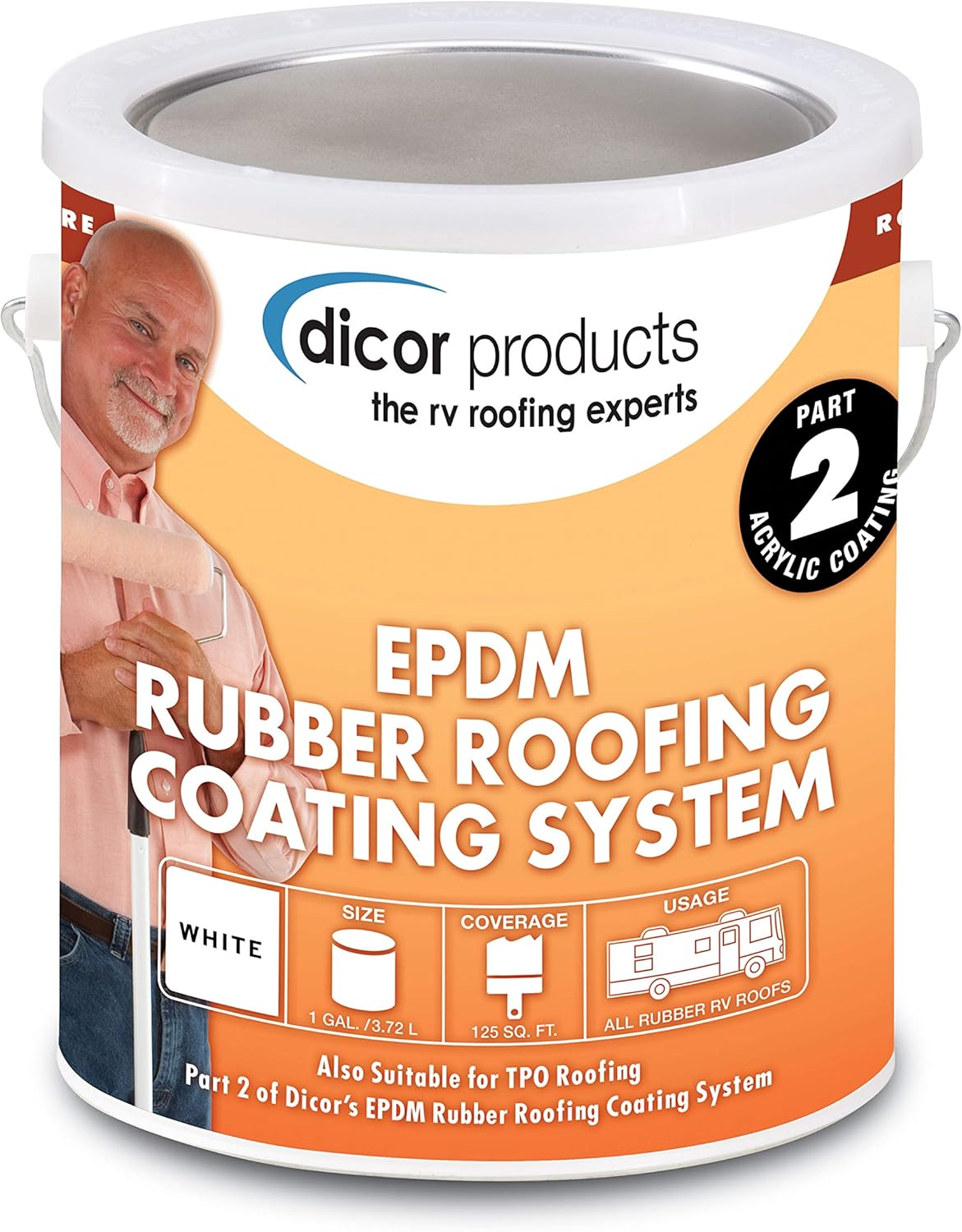 Dicor RPCRC1 White EPDM Rubber Roof Coating - 1 Gallon Pack of 2