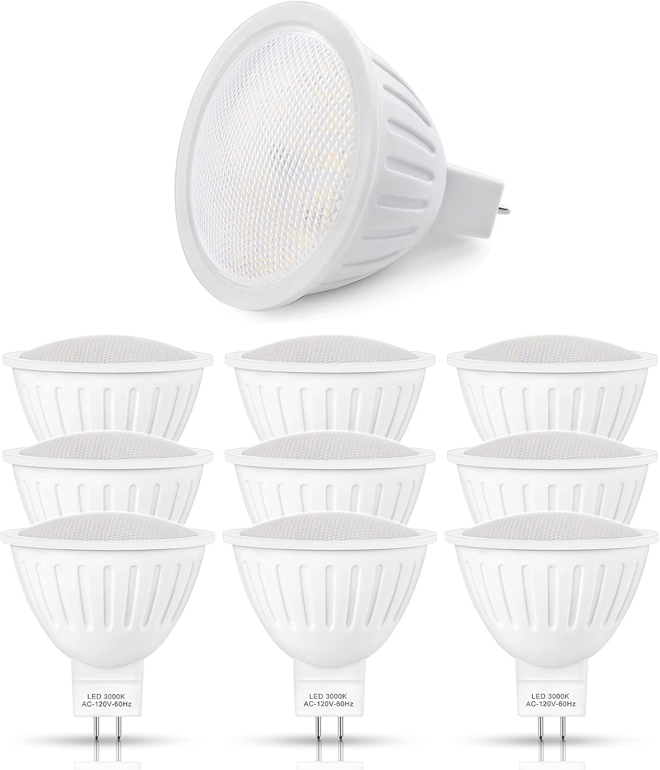 MR16 led Bulbs with GU5.3 Base, 50W Halogen Bulbs Equivalent, 5000K Daylight White 5W 500LM, 120Volts Dimmable Flood Light for Living Room, Restaurant, Hotel, Library, Office, Meeting room-10 Packs Pack of 2