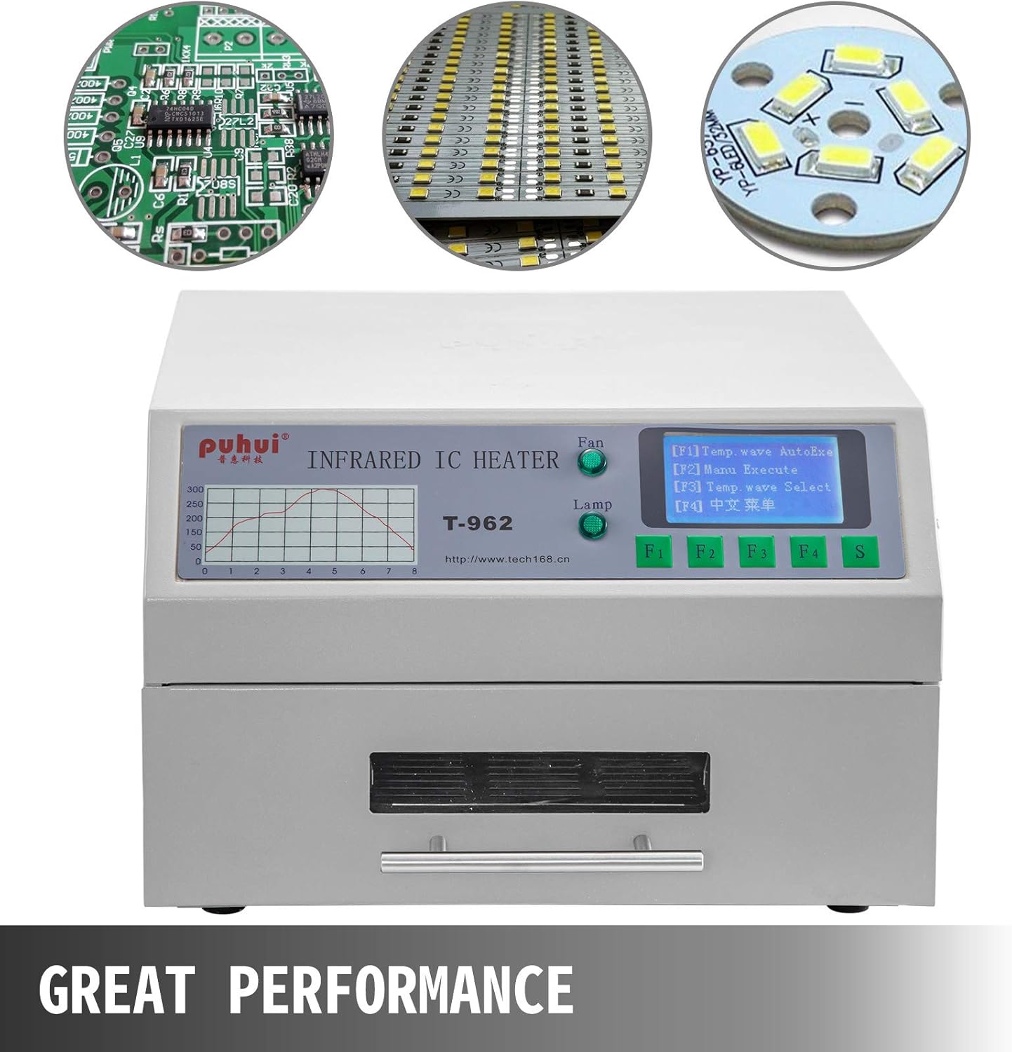 Happybuy Reflow Oven T962 110V Reflow Soldering Machine 800W 180 x 235 mm Professional Infrared Heater Soldering Machine Automatic Reflow Machine (T962 110V)