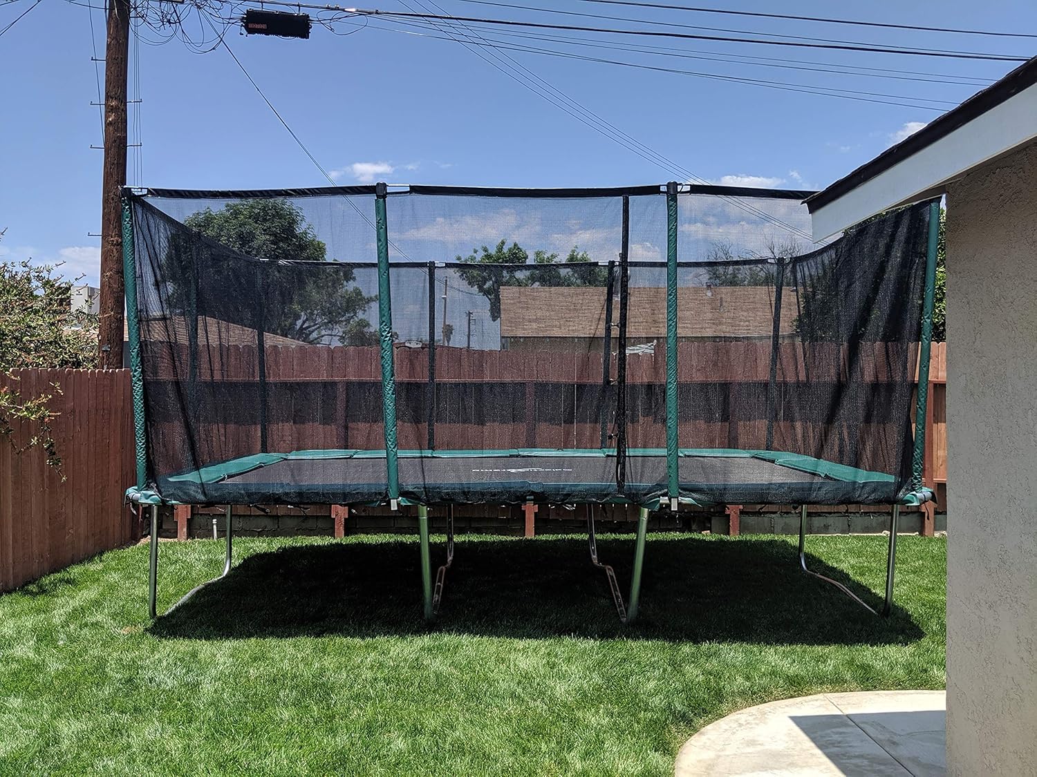 Happy Trampoline - Gymnastic Outdoor Adults Kids Rectangle Trampoline with Net Enclosure - High Performance Commercial Grade Heavy Weight Jumping Capacity
