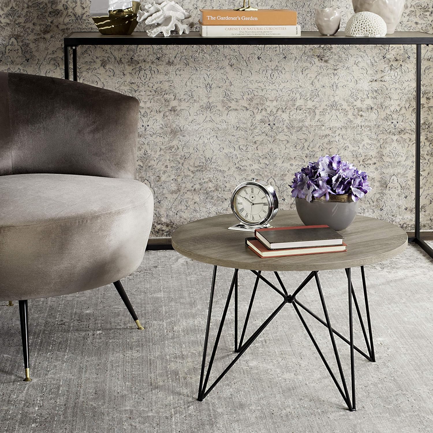 Safavieh Home Collection Vida Modern White Lacquer Round Hairpin Leg End Table